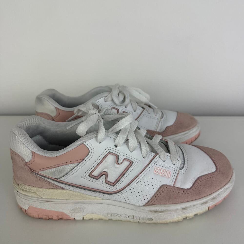 New Balance 550 Lace-Up Athletic Logo Casual Sneakers Pink/Sand Shoes US 7W 5.5M